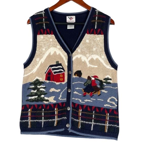 Nutcracker Knit Cardigan Sweater Vest Womens Small Holiday Winter 3D Embroidered - Picture 1 of 10